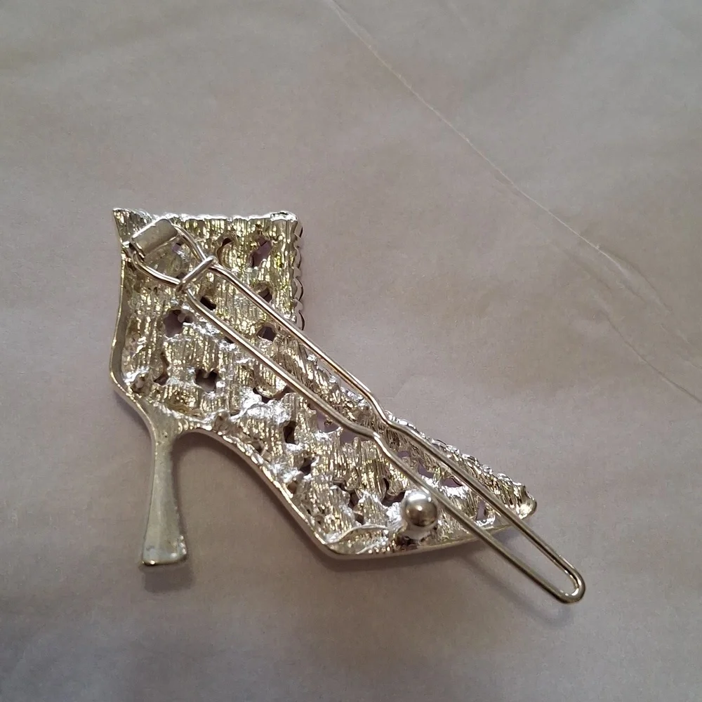 Pink Rhinestone High Heel Barette